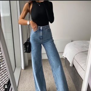 Zara high rise wide leg full length jeans